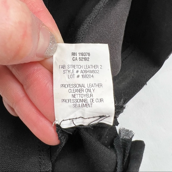 OWO Helmut Lang - Black Lambskin Leather & Cotton Combo Pull on Leggings, Size 2 - Picture 14 of 16